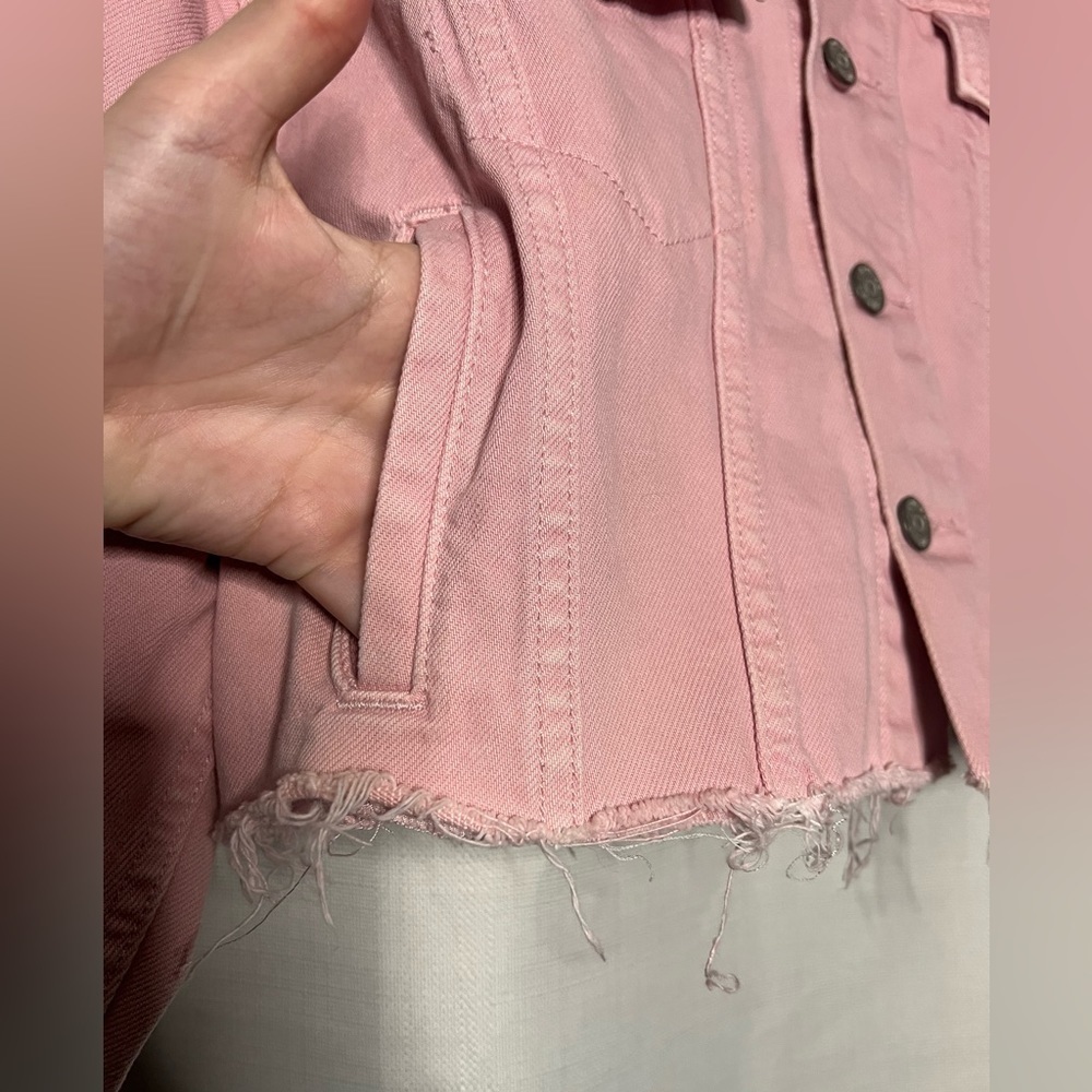 Boyish The Tommy Pink Denim Cropped Oversized Jacket Small - Picture 9 of 11
